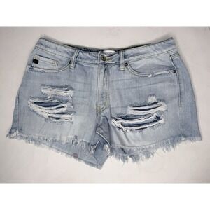 KanCan Cutoff Jean Shorts Women's Size 11 Blue Denim Distressed Festival